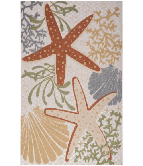 Nourison Aloha Ivory Multicolor ALH24 5 ft. 3 in. X 7 ft. 5 in. Rectangle Rug
