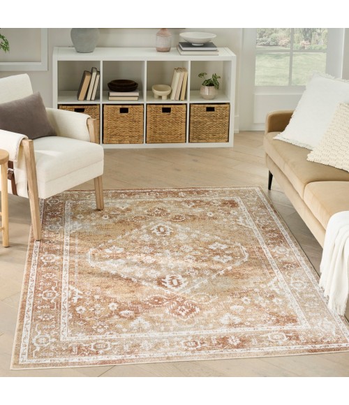 Nourison Astra Machine Washable Rust Multicolor ASW11 6 ft. 7 in. X 9 ft. Rect. Rug