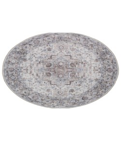 Nicole Curtis Machine Washable Series 1 Ivory Beige SR101 5 ft. 3 in. Round Rug