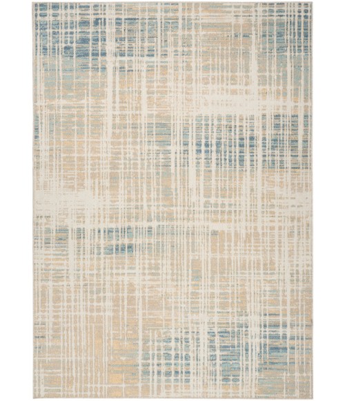 Nourison Home Washable Decor Beige Blue WSD07 6 ft. 7 in. X 9 ft. Rectangle Rug