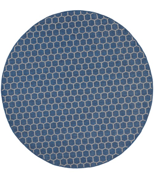 Nourison Twist Reversible Blue TWS01 8 ft. X Round Rug