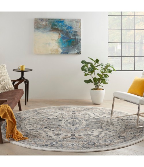 Nourison Quarry Ivory Grey QUA05 8 ft. X Round Rug