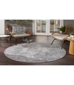 Nicole Curtis Machine Washable Series 1 Ivory Grey SR101 5 ft. 3 in. Round Rug