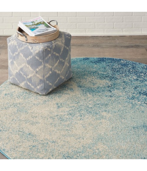 Nourison Passion Round Area Rug PSN10-Navy/Light Blue