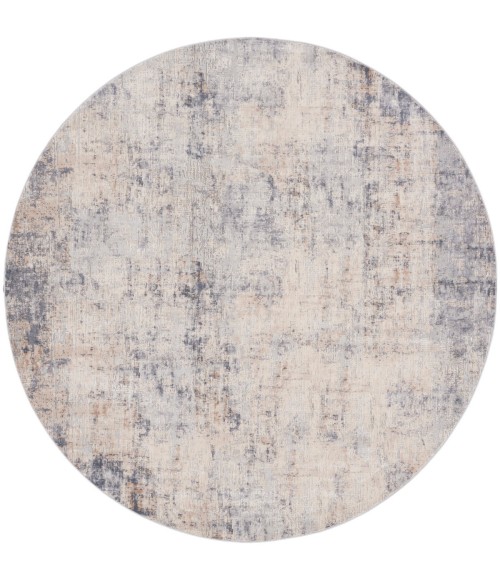 Nourison Rustic Textures Area Rug RUS01 Grey/Beige 7'10" x round