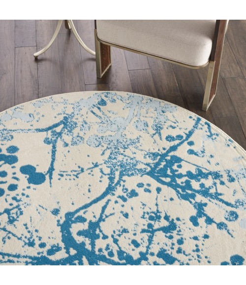 Nourison Jubilant Round Area Rug JUB12-Ivory/Blue