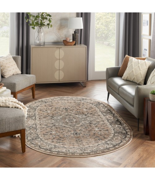 Nourison Quarry Beige Grey QUA05 5 ft. X 8 ft. Oval Rug