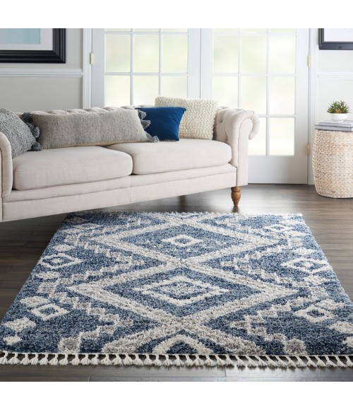 Nourison Scandinavian Shag Denim Blue SCN02 4 ft. X 6 ft. Rect. Rug
