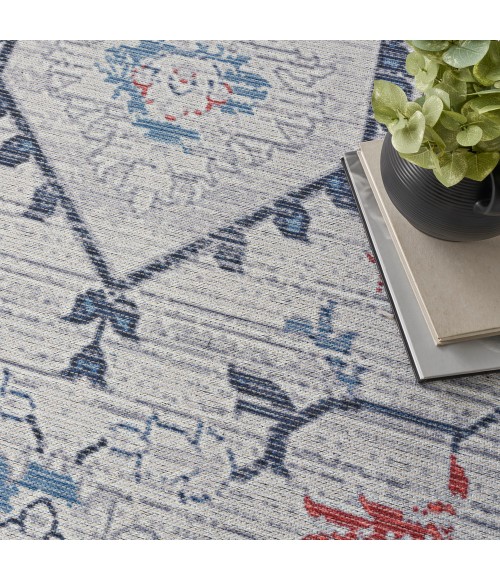 Nicole Curtis Machine Washable Series 1 Area Rug SR110 Ivory Blue