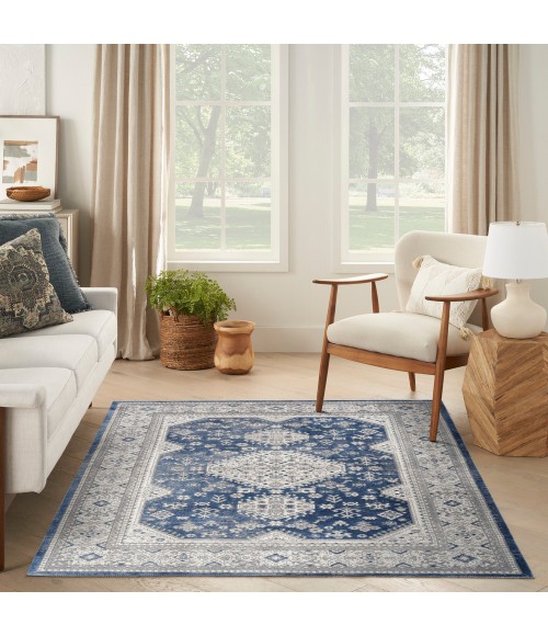 Nicole Curtis Series 4 Area Rug SR403 Grey/Navy