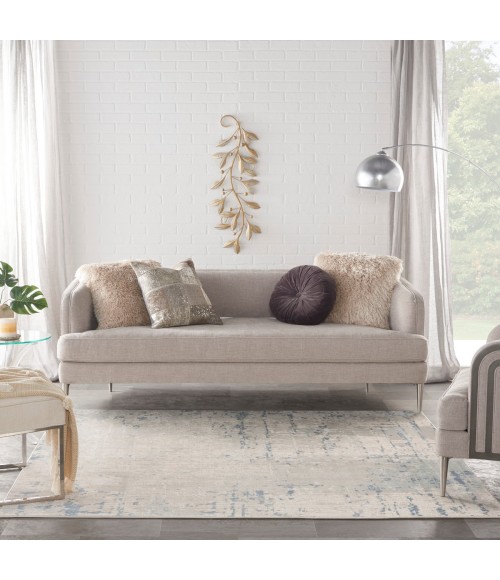 Nourison Quarry Ivory Grey Blue QUA01 8 ft. X Square Rug