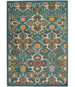 Nourison Allur - Alr03 Turquoise Ivory Area Rug 5 ft. 3 X 7 ft. 3 Rectangle