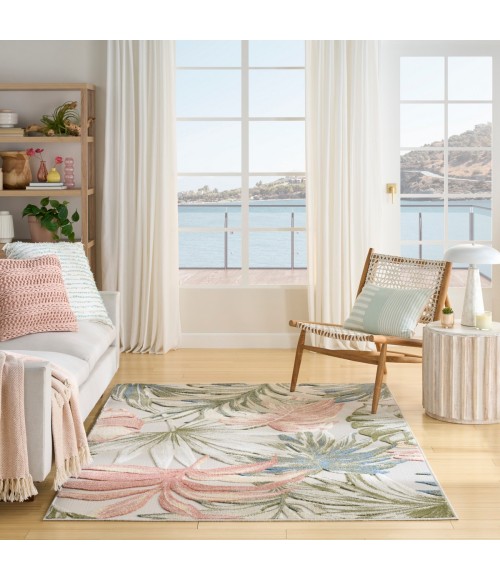 Nourison Aloha Ivory Green ALH43 5 ft. 3 in. X 7 ft. 5 in. Rect. Rug