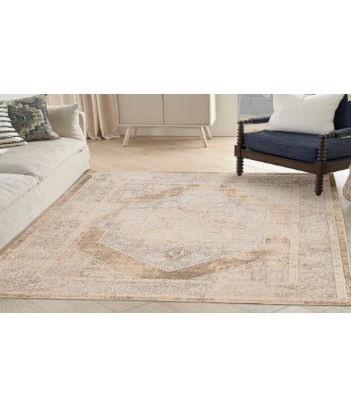 Nourison Astra Machine Washable Beige ASW13 5 ft. 3 in. X 7 ft. Rectangle Rug