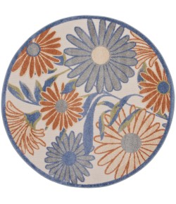 Nourison Aloha Beige Multicolor ALH33 5 ft. 3 in. X Round Rug