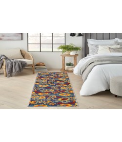 Nourison Aloha Navy Multicolor ALH17 2 ft. X 6 ft. Rectangle Rug