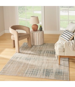 Nourison Home Washable Decor Beige Blue WSD07 5 ft. 3 in. X 7 ft. Rectangle Rug