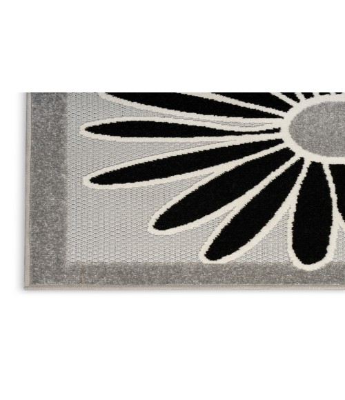 Nourison Aloha Black White ALH33 2 ft. 3 in. X 8 ft. Rectangle Rug