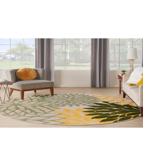 Nourison Aloha Green Multicolor ALH05 5 ft. 3 in. Round Rug
