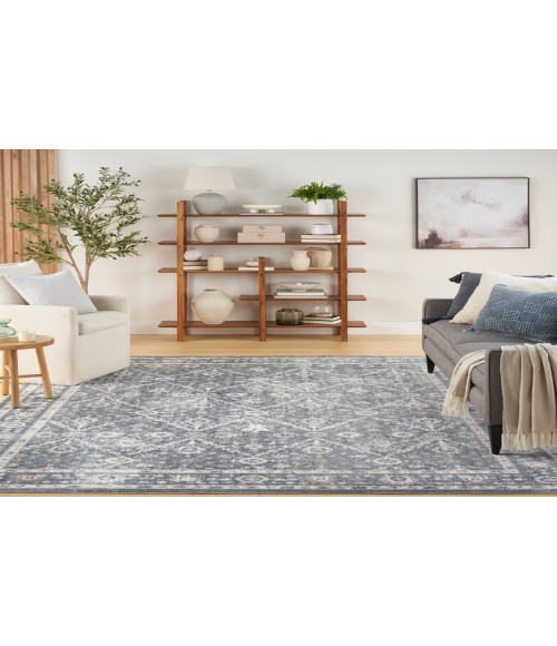 Nourison Astra Machine Washable Dark Blue ASW16 7 ft. 10 in. X 10 ft. Rectangle Rug
