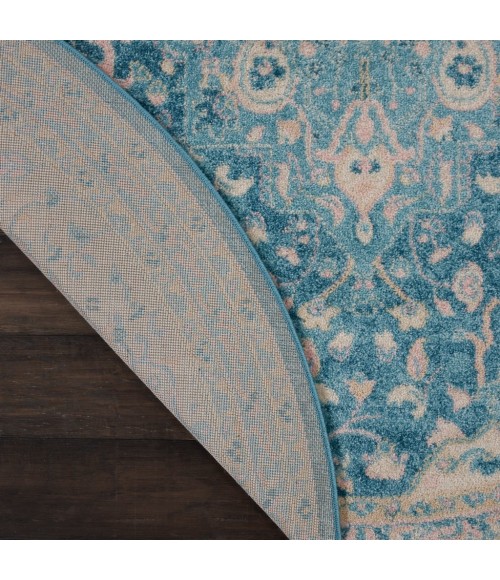 Nourison TRANQUIL Area Rug Nourison Tranquil Round Area Rug TRA07-Ivory/Turquoise