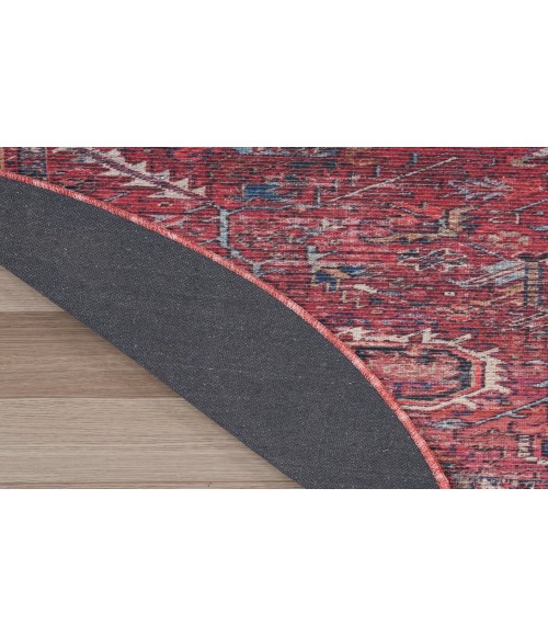 Nicole Curtis Machine Washable Series 1 Brick Rug SR102 7 ft. 10 in. Round - Rugs Town Nicole Curtis Machine Washable Series 1 Brick SR102 7 ft. 10 in. Round Rug
