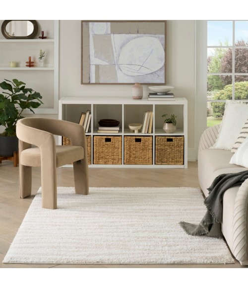Nourison Home Modern Shag Ivory Beige MMD05 5 ft. 3 in. X 7 ft. Rectangle Rug