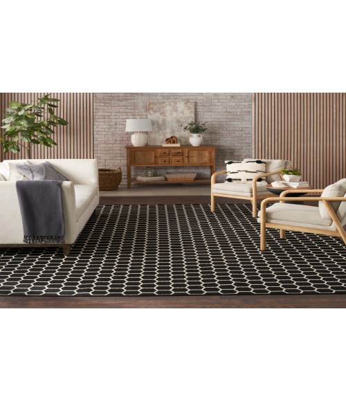 Nourison Reversible Indoor Outdoor Black Rug RVB01 9 ft. X 12 ft. Rectangle - Rugs Town Nourison Reversible Indoor Outdoor Black RVB01 9 ft. X 12 ft. Rectangle Rug