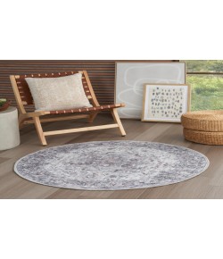 Nicole Curtis Machine Washable Series 1 Ivory Beige SR101 4 ft. Round Rug