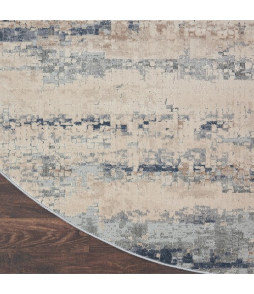 Rustic Textures Area Rug Nourison Rustic Textures Area Rug RUS04 Beige/Grey 7'10" Round