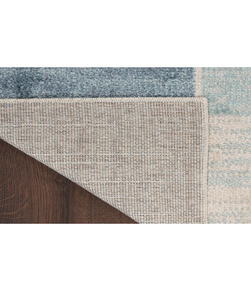 Nourison Astra Machine Washable Blue Ivory ASW09 7 ft. 10 in. X 10 ft. Rectangle Rug