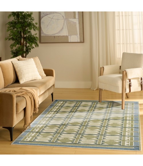 Nourison Nordic Green Blue NRC06 5 ft. X 7 ft. Rect. Rug