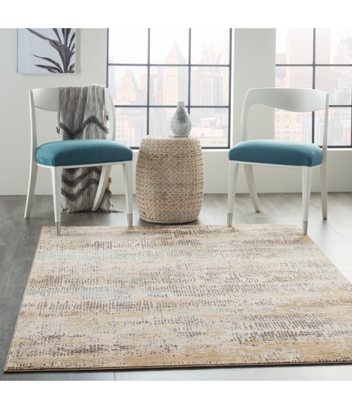 Michael Amini MA90 Uptown Area Rug UPT03-Beige/Aqua
