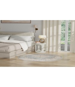 Nourison Astra Machine Washable Silver Blue ASW11 4 ft. Round Rug