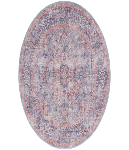 Nicole Curtis Machine Washable Series 1 Blue Multicolor SR104 7 ft. 10 in. Round Rug