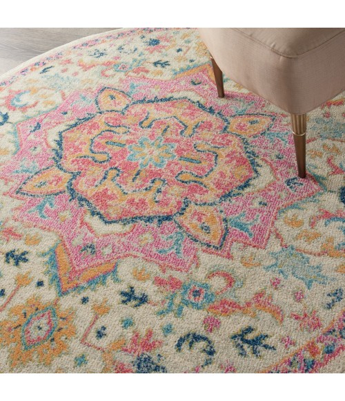 Nourison Passion Round Area Rug PSN25-Ivory/Pink