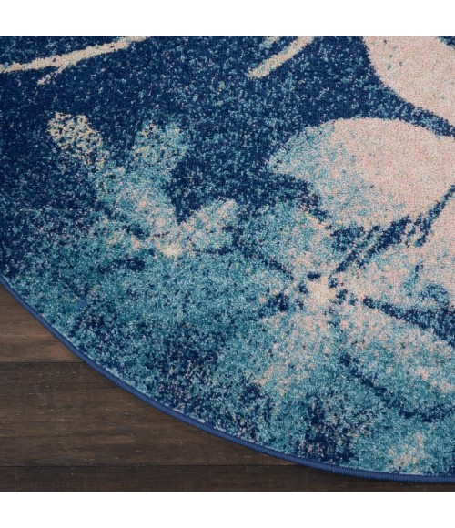 Nourison Tranquil Round Area Rug TRA08-Navy/Pink