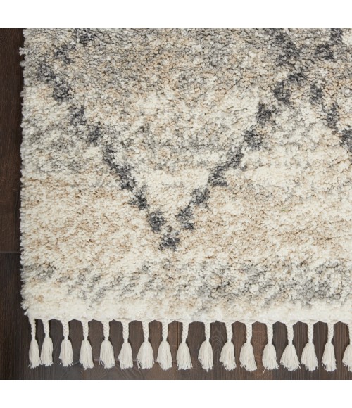 Nourison Scandinavian Shag Ivory/Grey SCN01 4 ft. X 6 ft. Rect. Rug