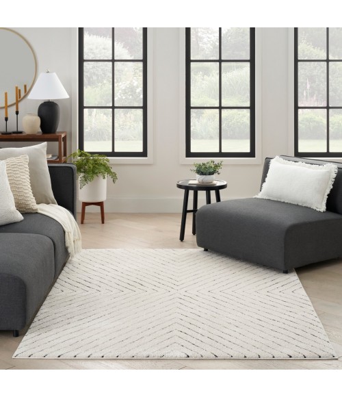 Nourison Modern Comfort Ivory Black Rug MNC01 7 ft. X 9 ft. Rect. - Rugs Town Nourison Modern Comfort Ivory Black MNC01 7 ft. X 9 ft. Rect. Rug