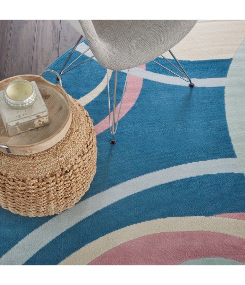 Nourison Grafix Round Area Rug GRF21-Blue Multi Colored