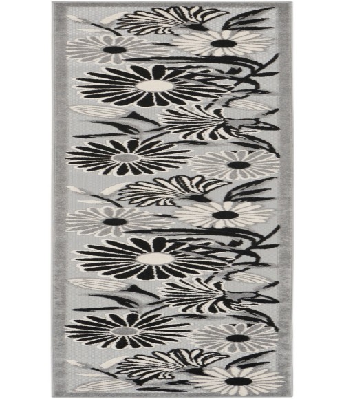 Nourison Aloha Black White ALH33 2 ft. X 6 ft. Rectangle Rug