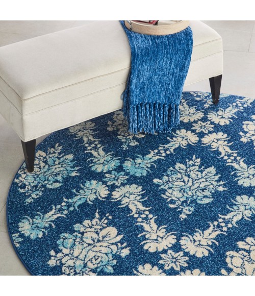 Nourison Tranquil Round Area Rug TRA09-Navy/Light Blue