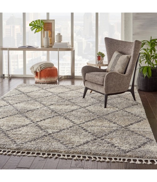 Nourison Scandinavian Shag Ivory/Grey SCN01 7 ft. 10 in. X 10 ft. 6 in. Rect. Rug