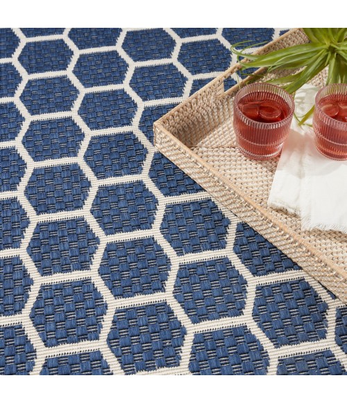 Nourison Reversible Indoor Outdoor Navy RVB01 10 ft. X 14 ft. Rect. Rug