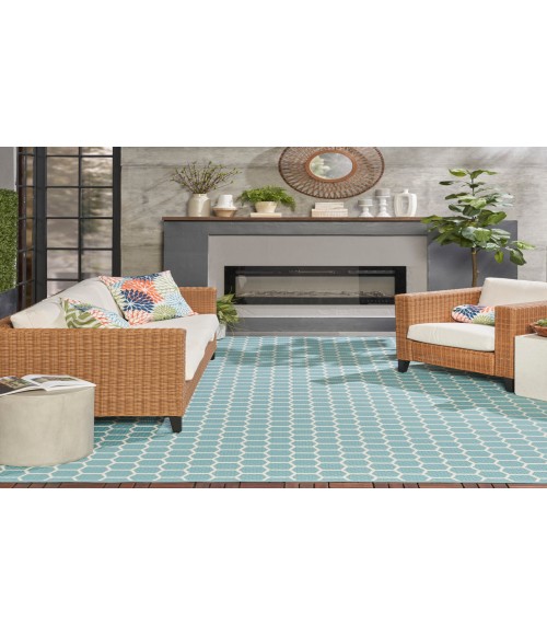 Nourison Reversible Indoor Outdoor Aqua RVB01 8 ft. X 10 ft. Rectangle Rug