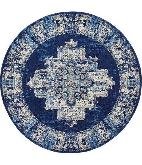 Nourison Grafix Round Area Rug GRF14-Navy Blue