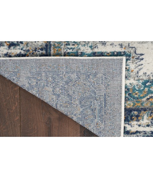 Nourison Passion Ivory/Grey/Blue PSN03 2 ft. 2 in. X 10 ft. Rectangle Rug