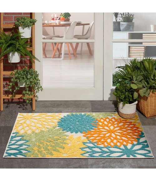 Nourison Aloha Area Rug ALH05 Turquoise Multicolor