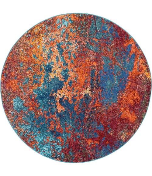Nourison CELESTIAL Area Rug Nourison Celestial Round Area Rug CES08-Atlantic