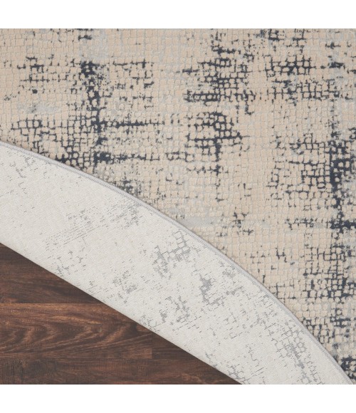Nourison Rustic Textures Area Rug RUS06 Ivory/Blue 7'10" Round